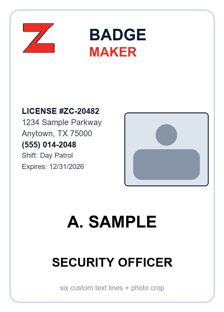 Z-Co BadgeMaker badge preview