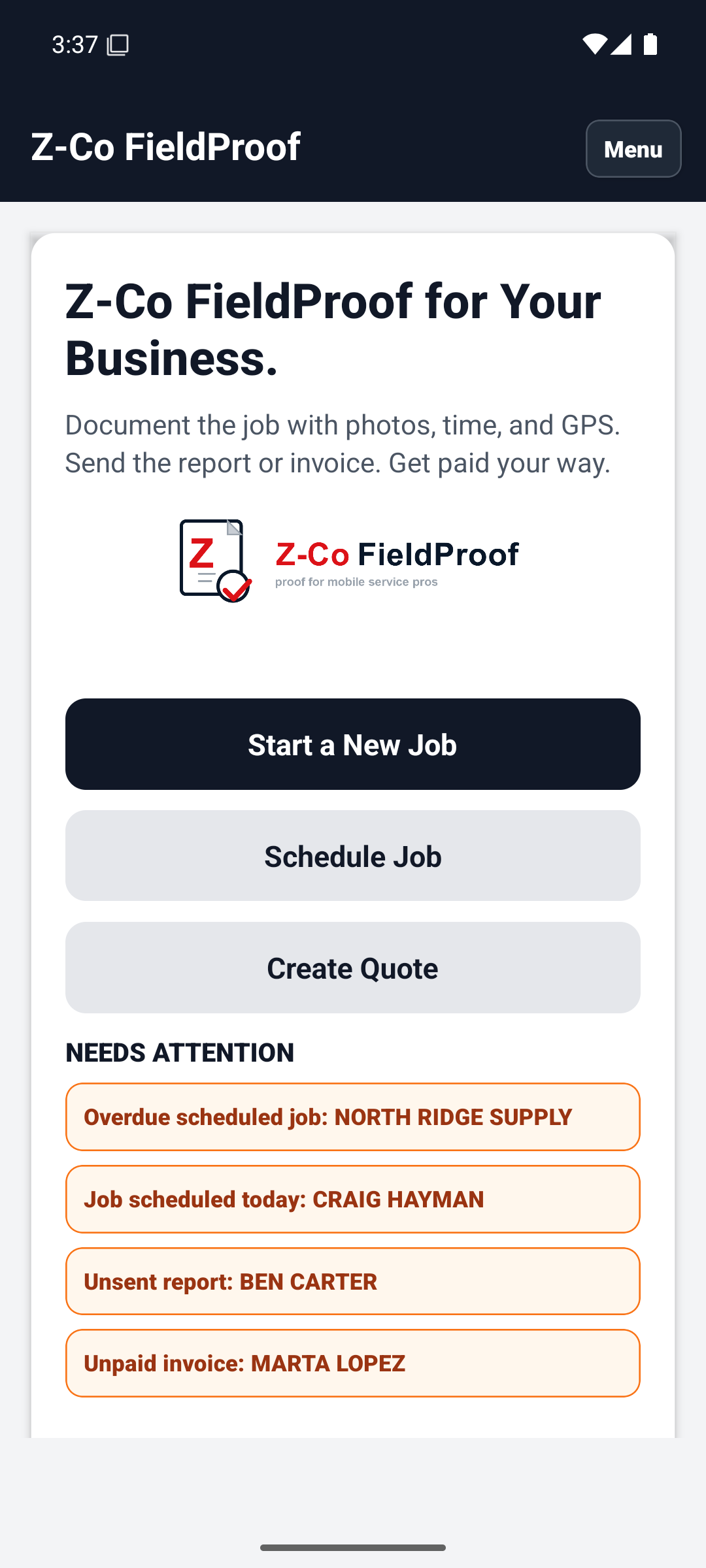 English dashboard