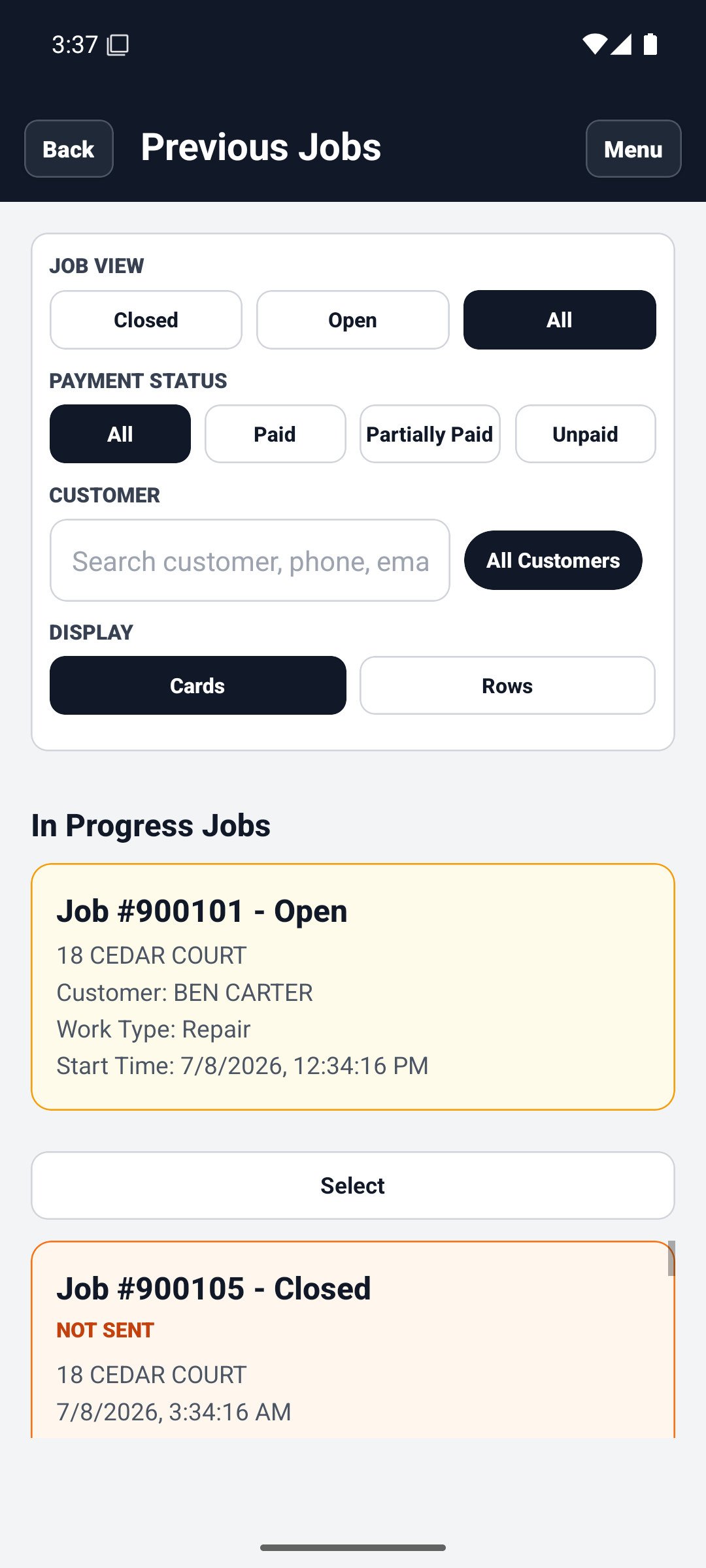 English previous jobs