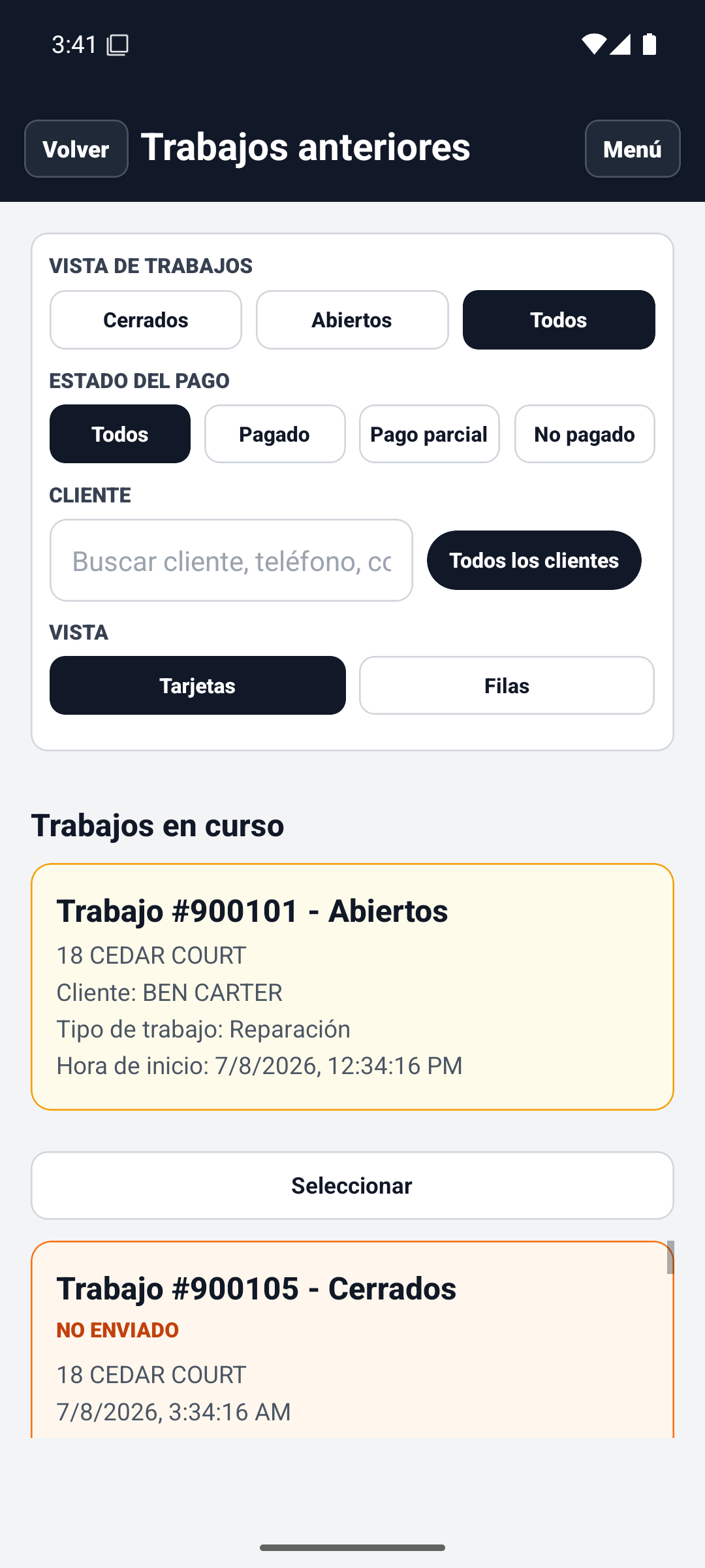 Spanish previous jobs